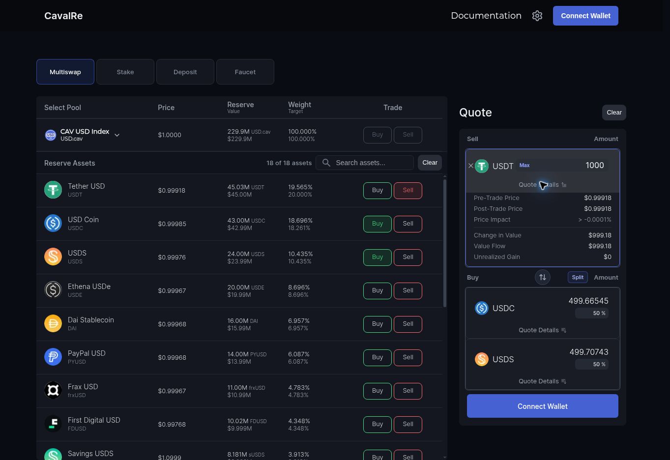 Expanded Quote Details for the USDT Sell leg of a basket trade